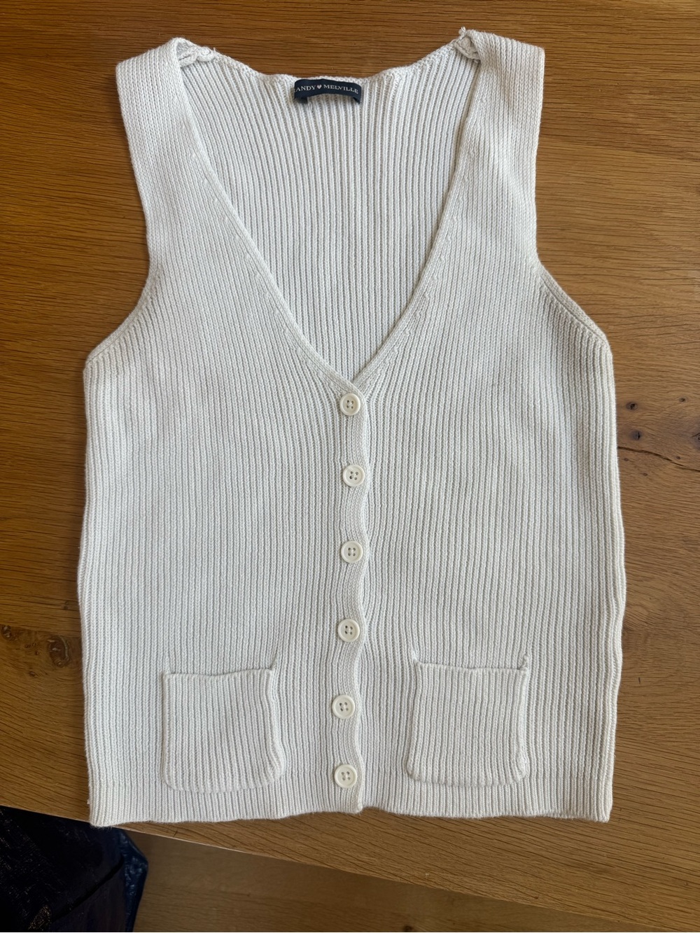 Brandy Melville White Ribbed Button Front Sweater Vest